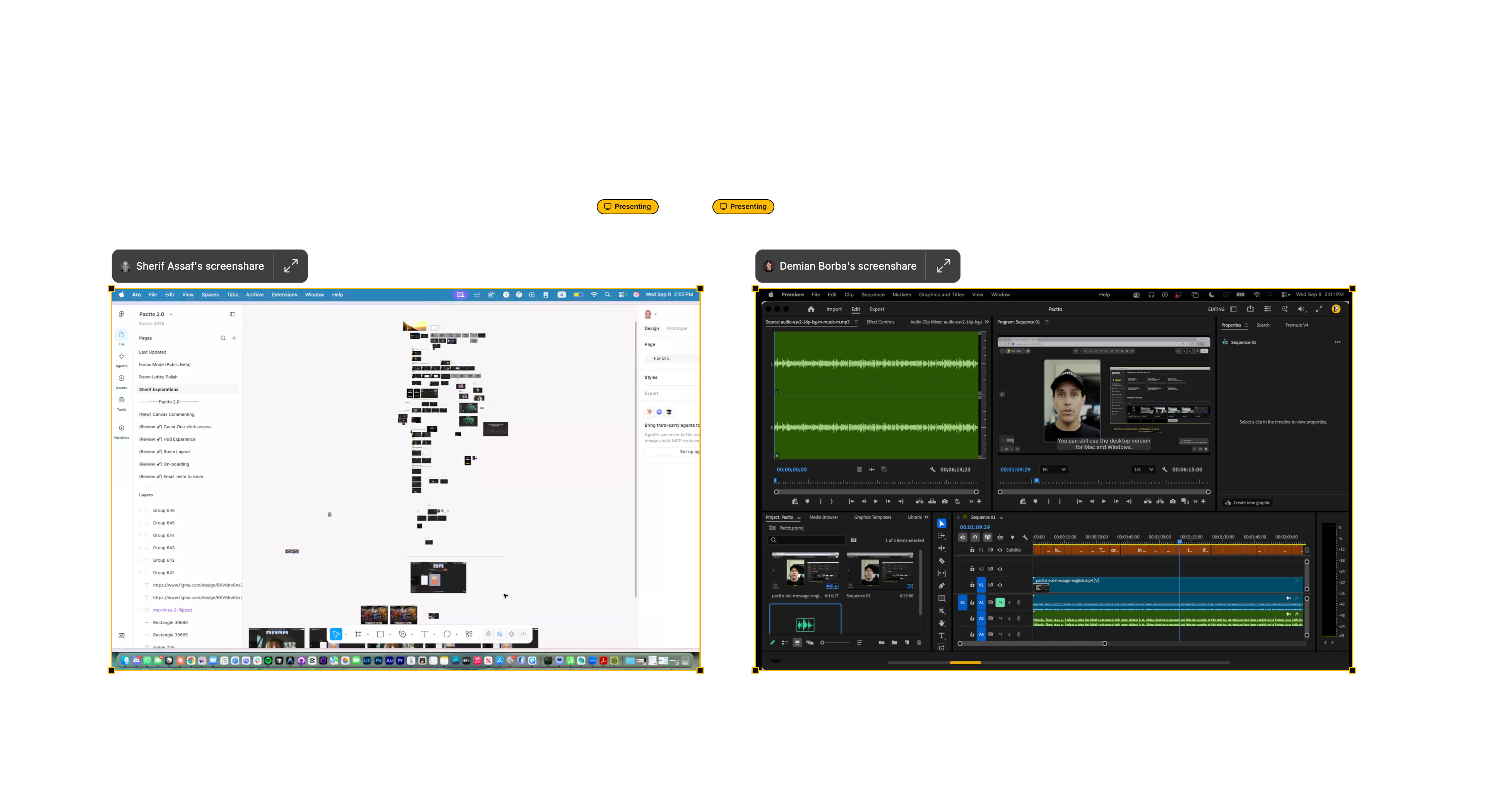presenting work at the same time